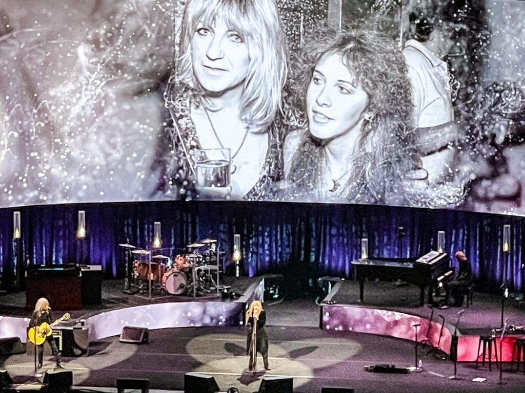 Christine McVie and Stevie Nicks montage during "Landslide", Stevie Nicks on Tour in Louisville, KY 2023
