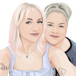 Vector drawing of Verve Avenue founders Cherie & Emily